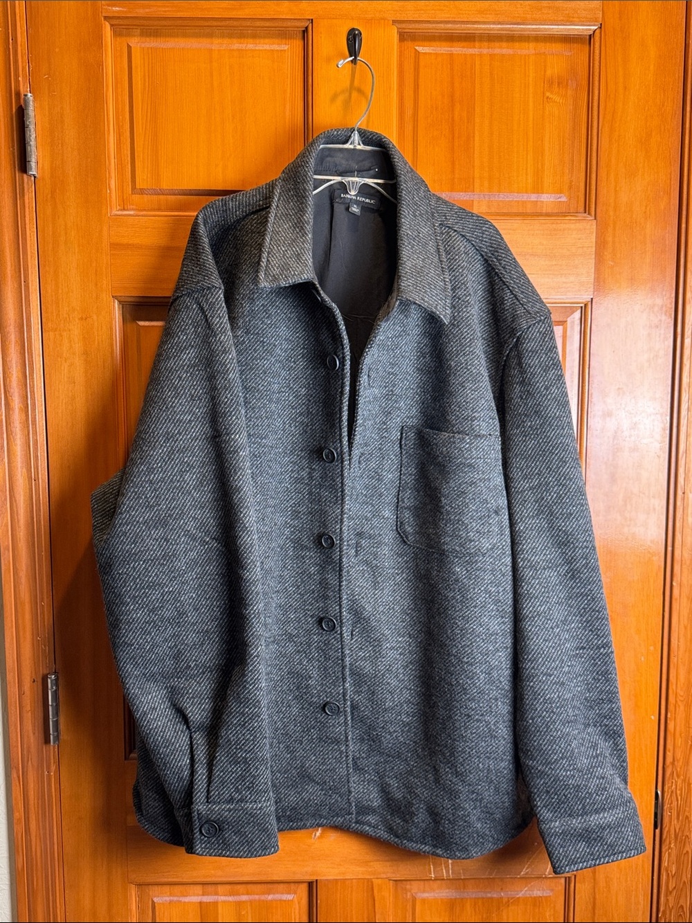 Banana Republic Men's Heritage Bonded Shacket Charcoal Gray Button Front Size XL